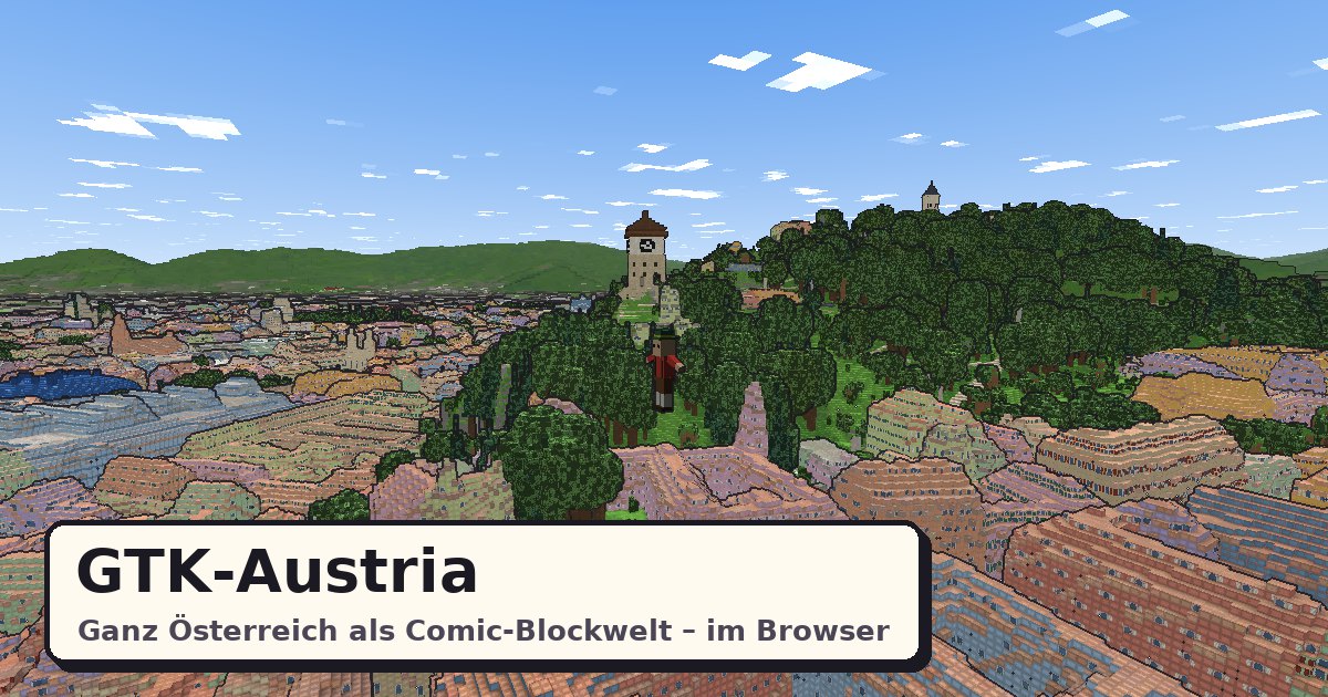 Graz mit Schloßberg und Uhrturm als Blockwelt